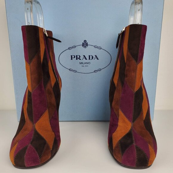 Prada Multicolor Geometric Ankle Boots - Picture 2 of 11